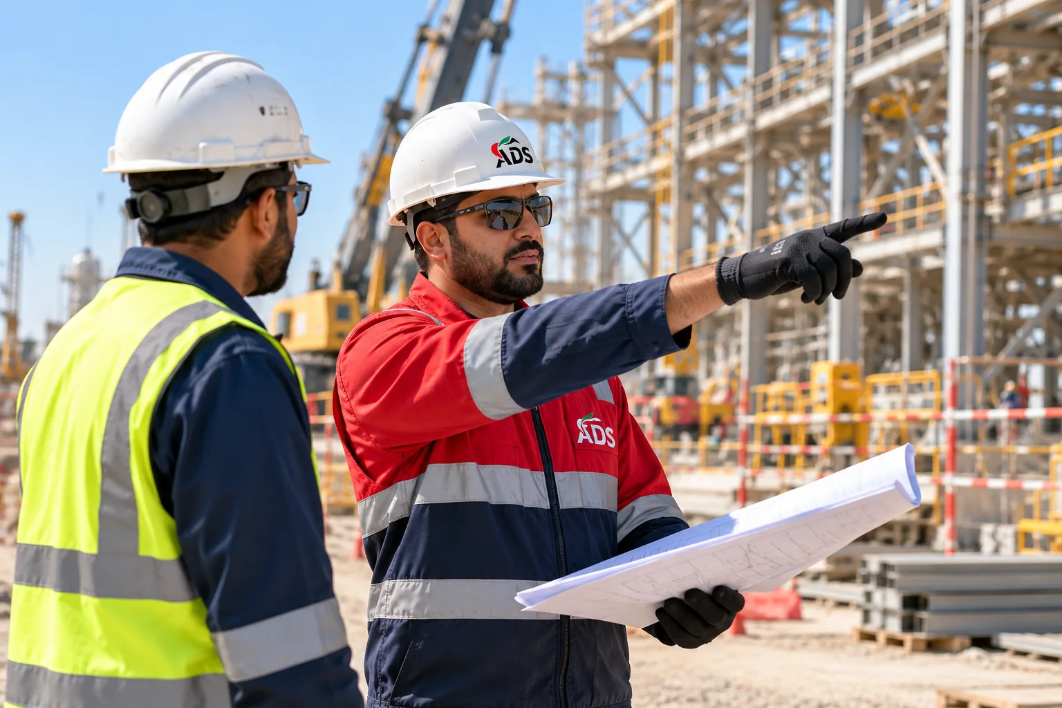 Site supervisors coordinating construction