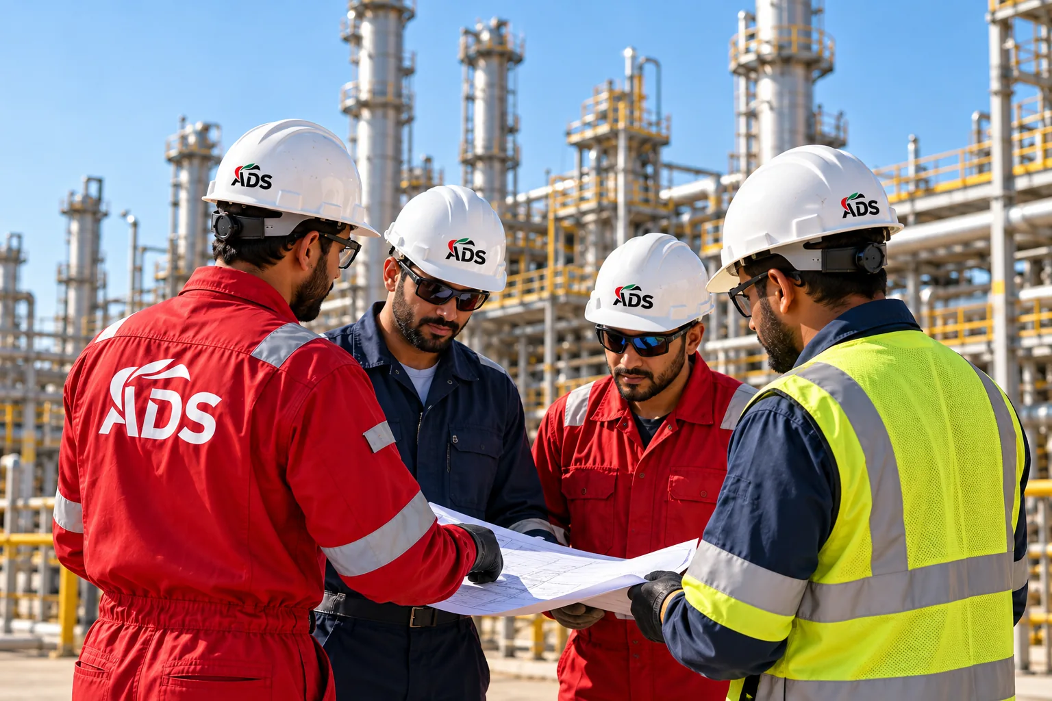 Technical team reviewing project documents