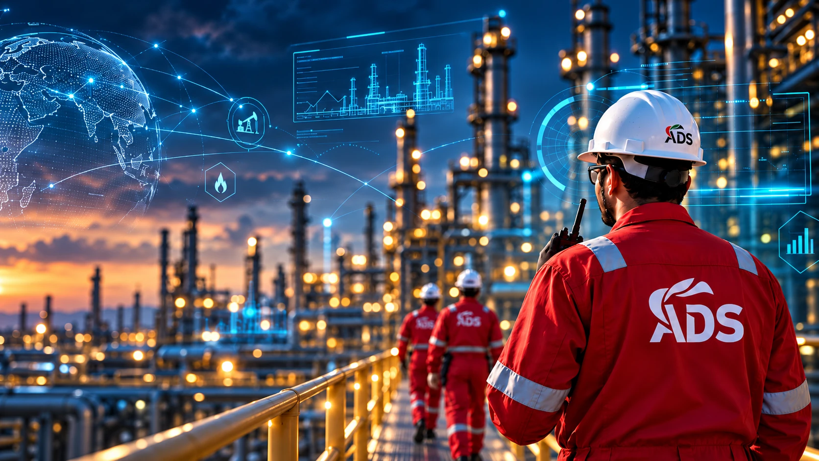 Illustration of ADS technical personnel at an industrial facility